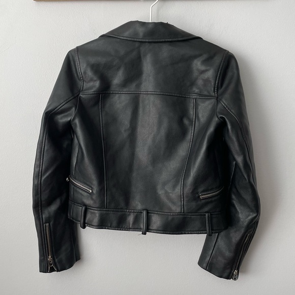 Zara TRF Faux Leather Cropped Moto Jacket Size xSmall - Picture 3 of 12
